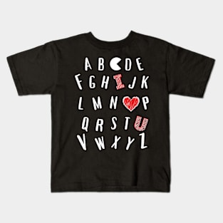 A B C D Teacher Valentine Day Kids T-Shirt